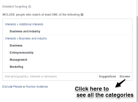 All audience categories in Facebook
