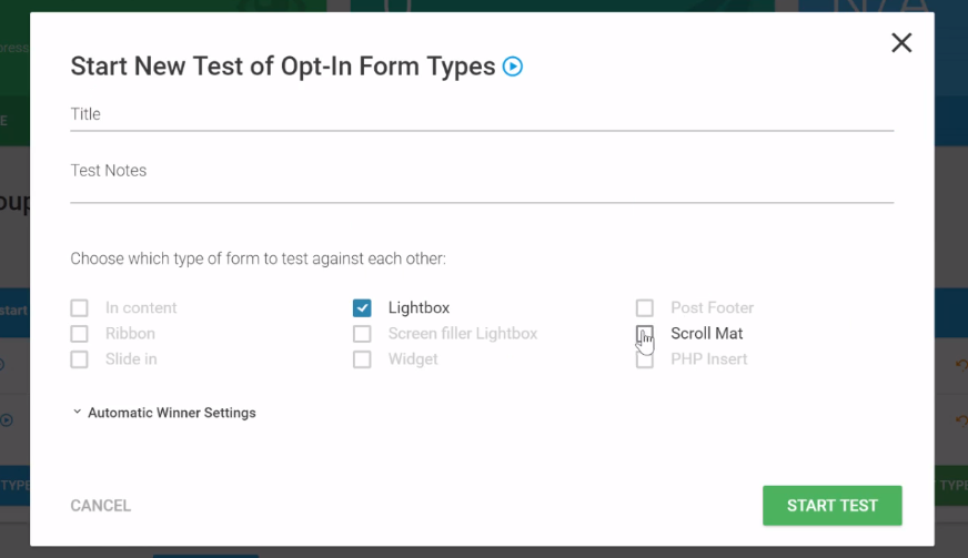 Form type testing setting